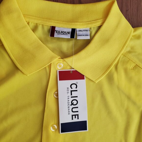 Clique Mens Yellow Tactical Polo Shirt XXL Short Sleeve NWT - Picture 6 of 11